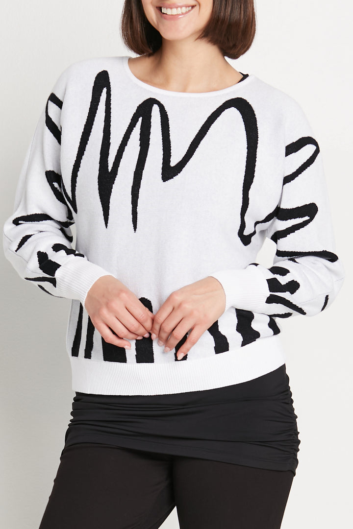 Pima Cotton Scribble Crewneck Sweater