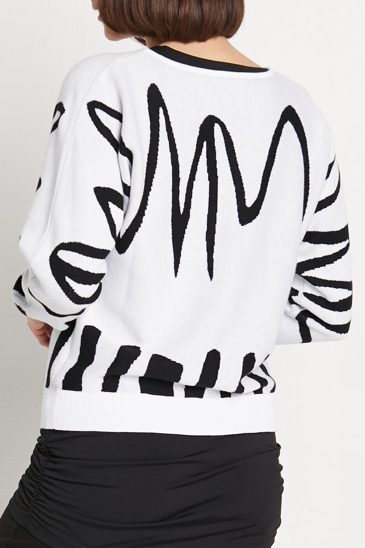 Pima Cotton Scribble Crewneck Sweater