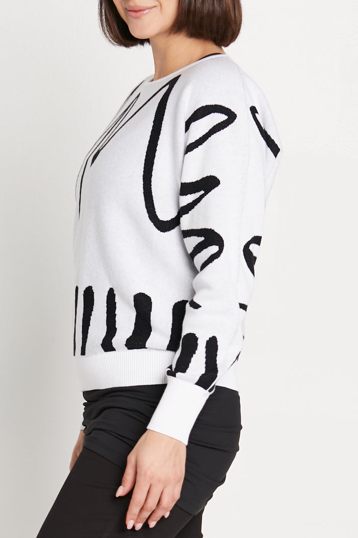 Pima Cotton Scribble Crewneck Sweater