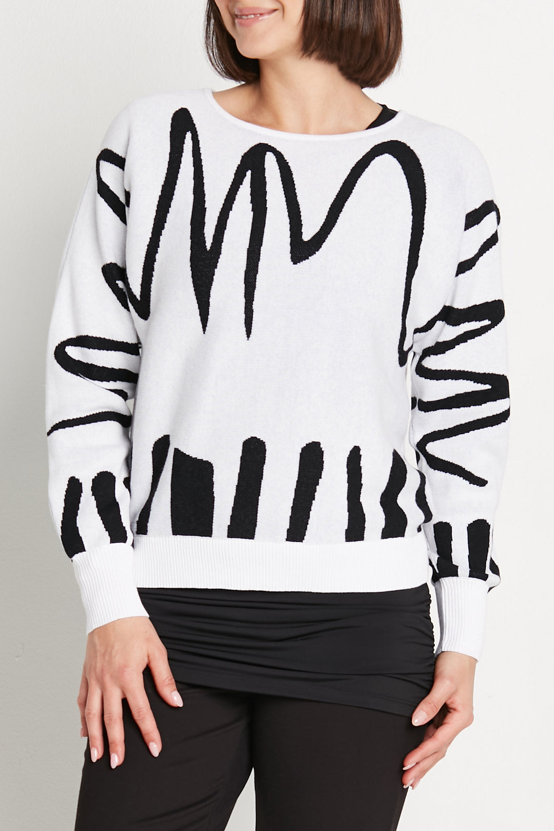 Pima Cotton Scribble Crewneck Sweater