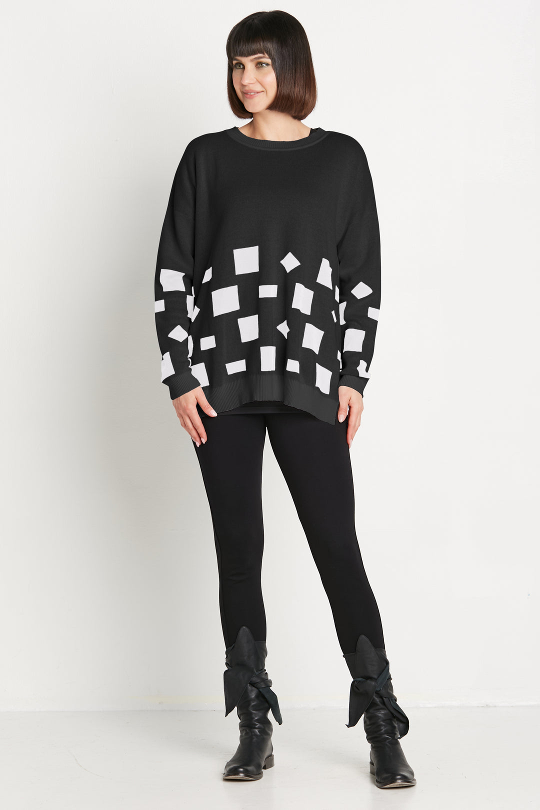 Pima Cotton Geometric Crewneck Sweater