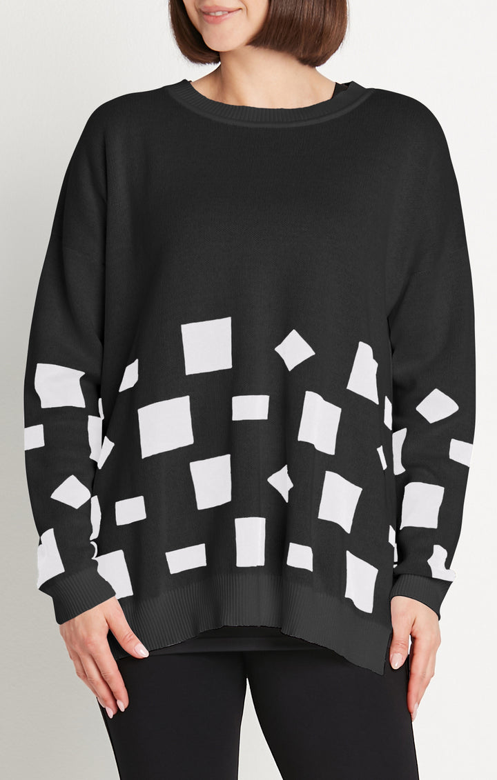 Pima Cotton Geometric Crewneck Sweater