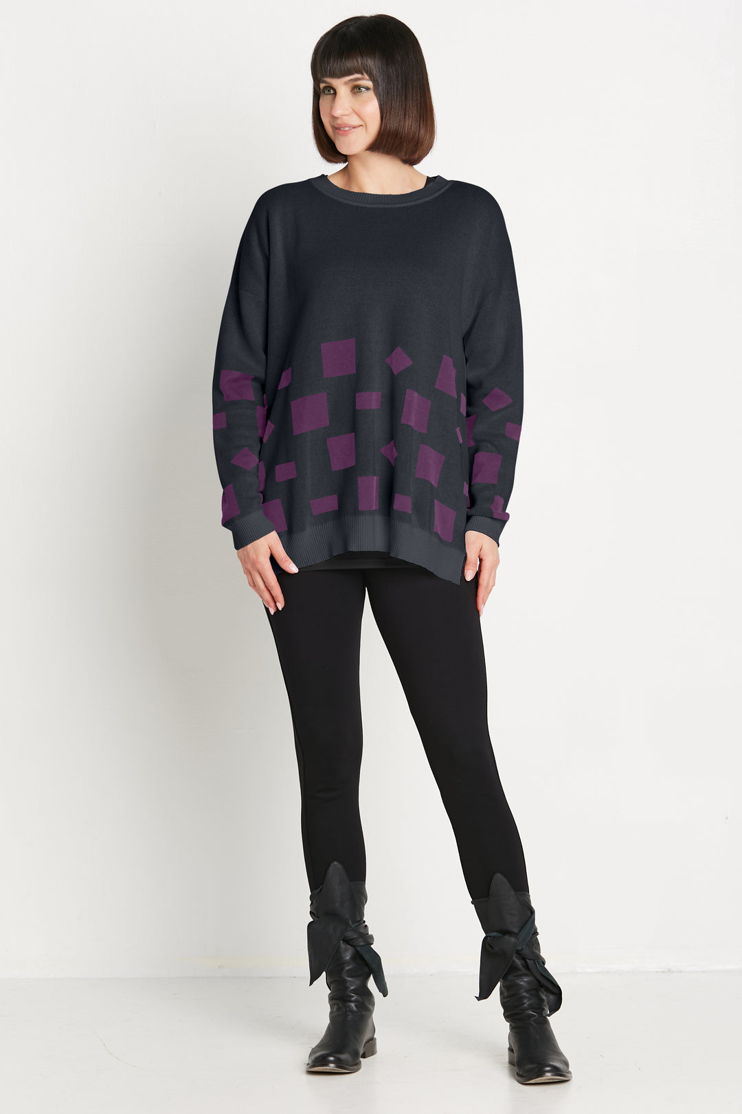 Pima Cotton Geometric Crewneck Sweater