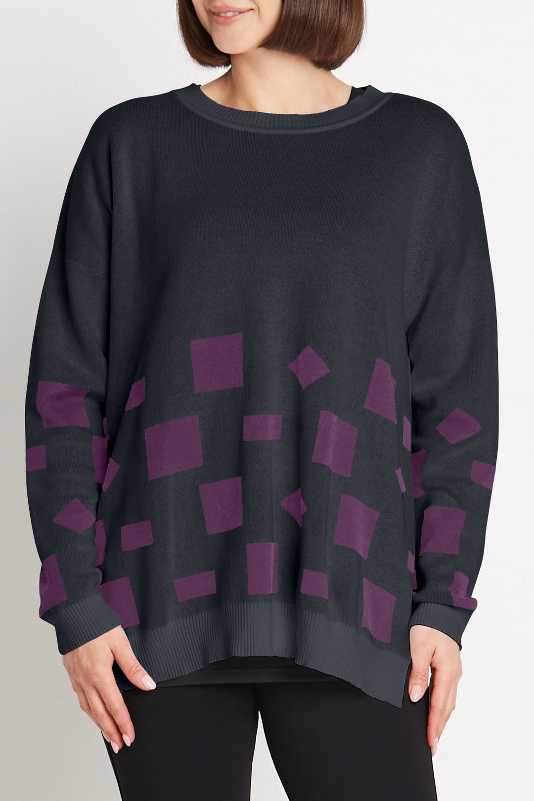 Pima Cotton Geometric Crewneck Sweater