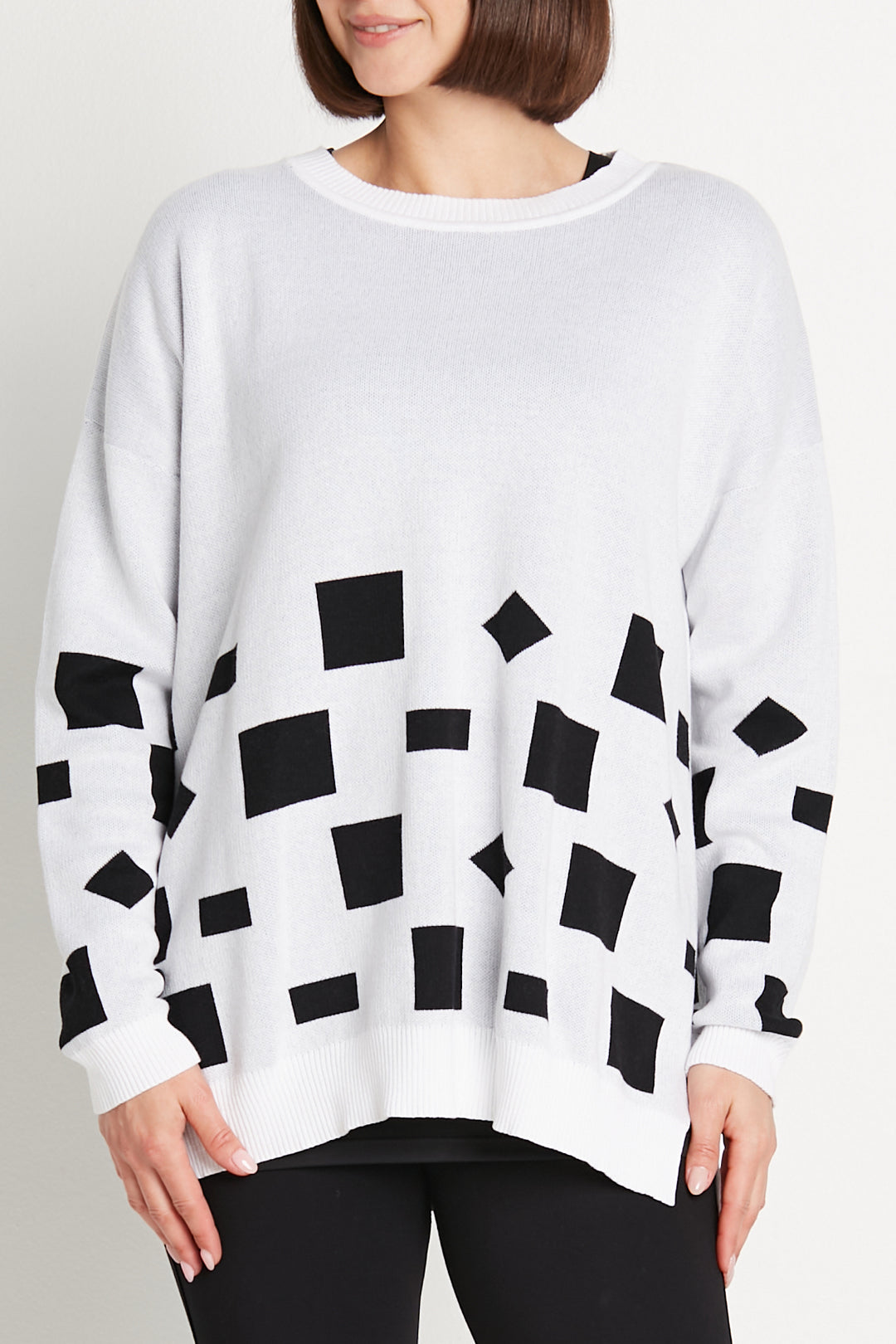 Pima Cotton Geometric Crewneck Sweater