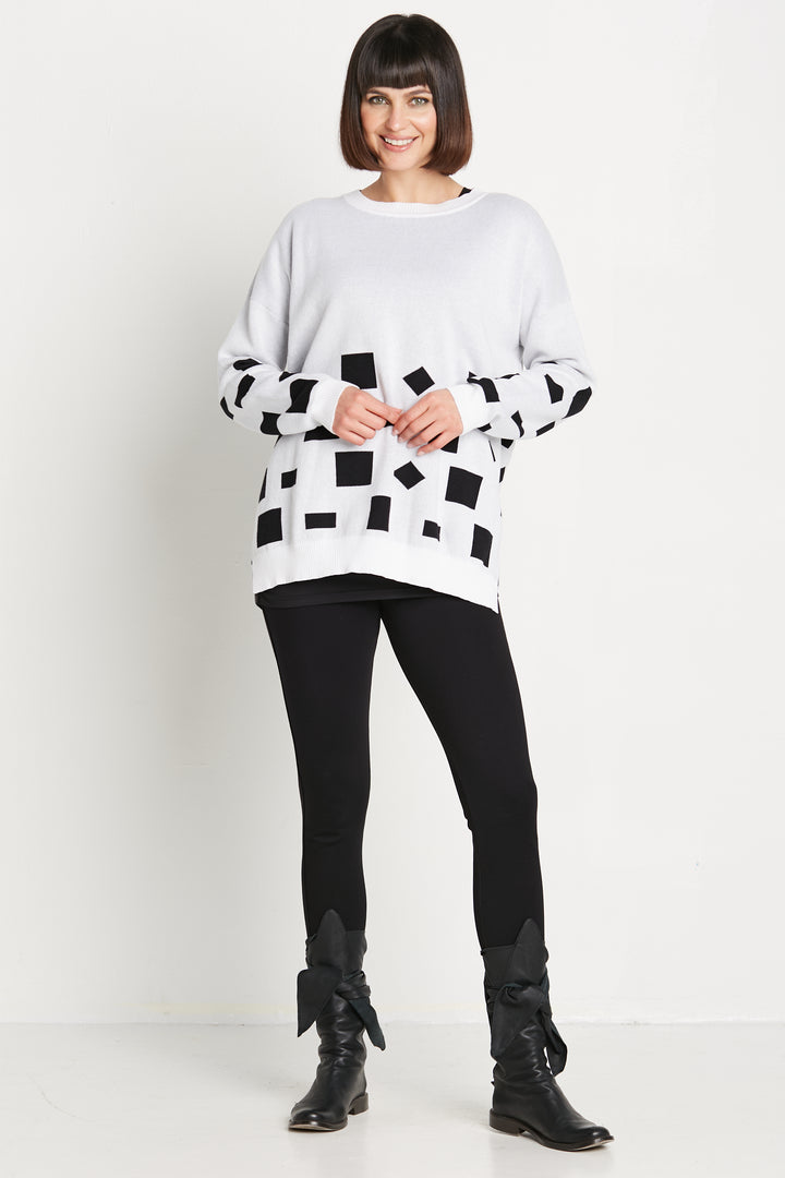 Pima Cotton Geometric Crewneck Sweater