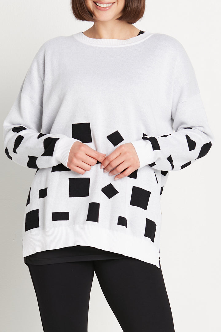 Pima Cotton Geometric Crewneck Sweater