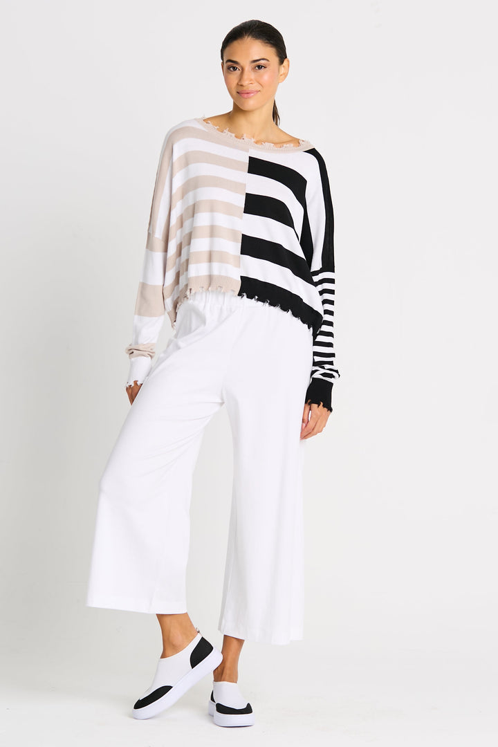 Pima Cotton Mini Mixed Up Tattered Crewneck Sweater