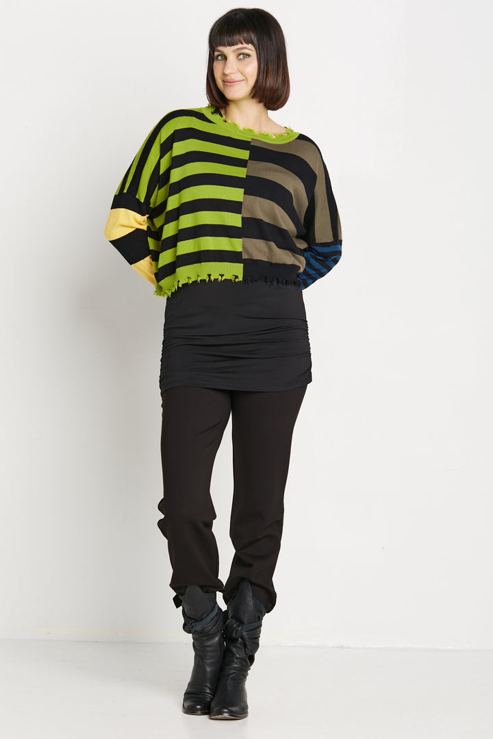 Pima Cotton Mini Mixed Up Tattered Crewneck Sweater