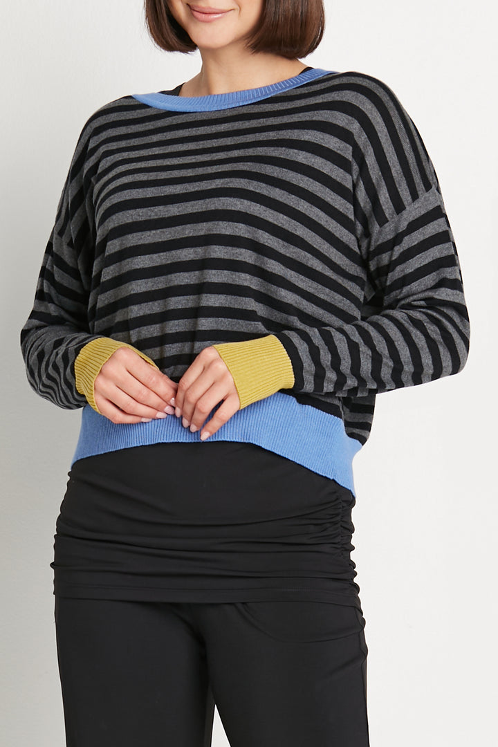 Pima Cotton Stripes Crewneck Sweater