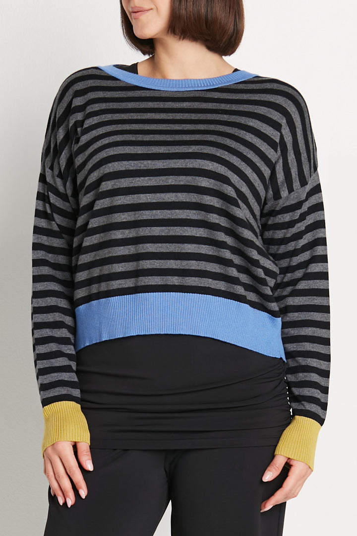 Pima Cotton Stripes Crewneck Sweater