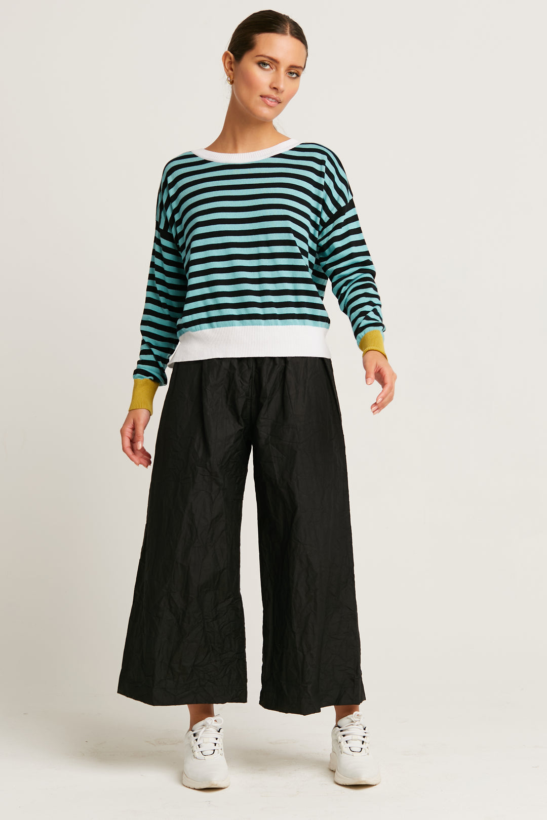 Pima Cotton Stripes Crewneck Sweater