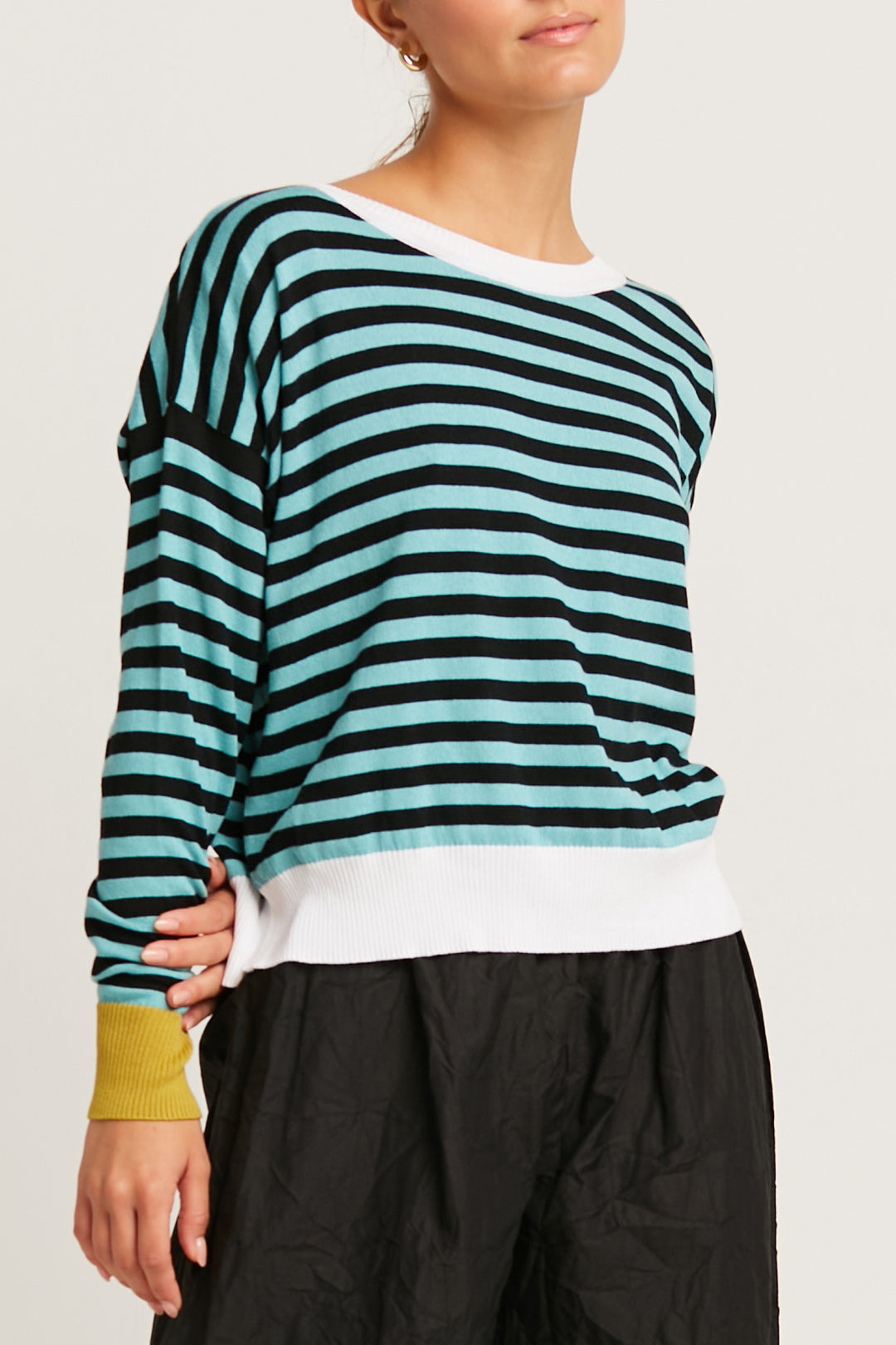 Pima Cotton Stripes Crewneck Sweater