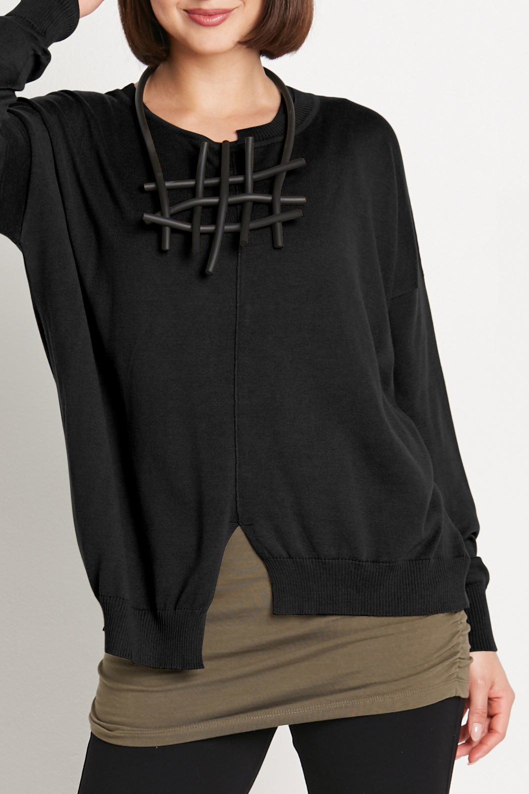 Pima Cotton Cutout Crewneck Sweater