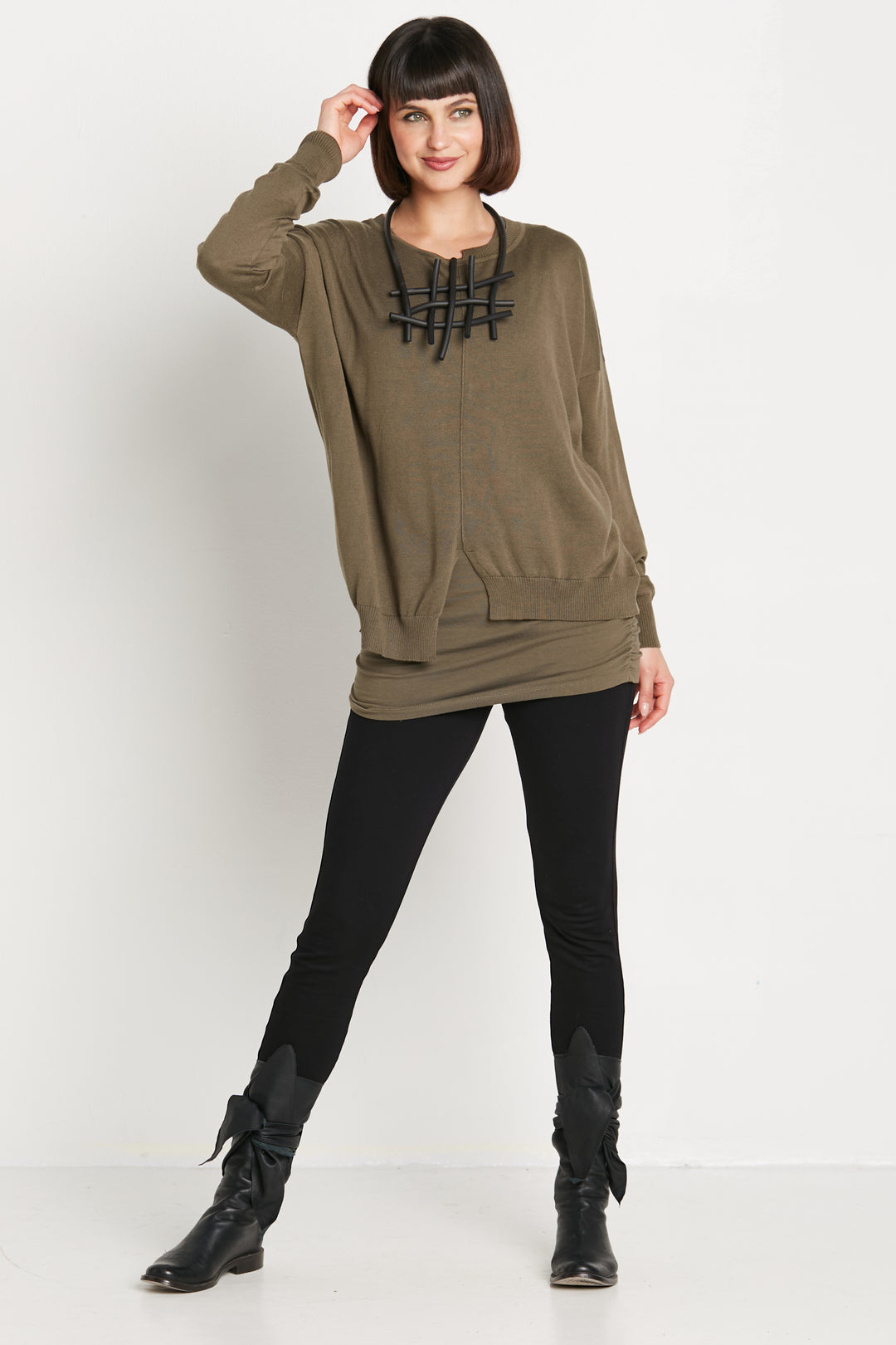 Pima Cotton Cutout Crewneck Sweater