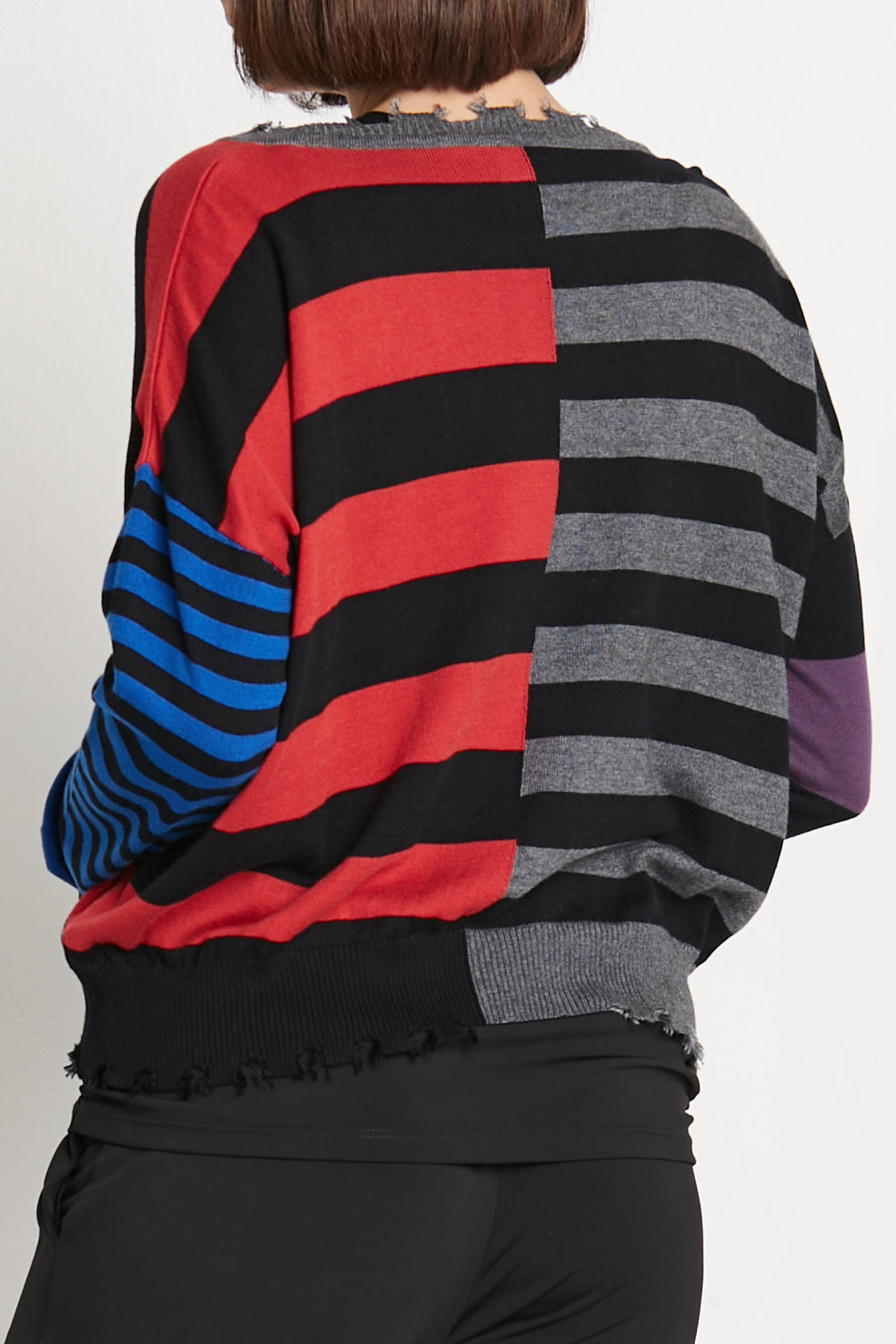 Pima Cotton Mixed Stripes Crewneck Sweater