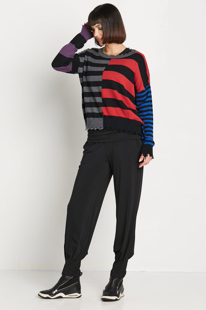 Pima Cotton Mixed Stripes Crewneck Sweater