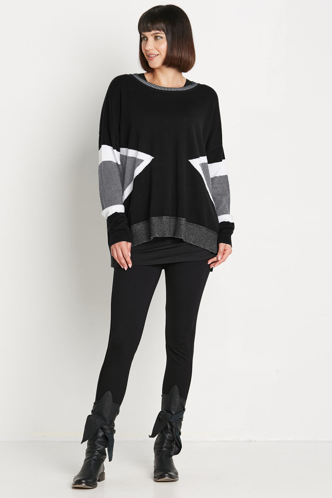 Pima Cotton Triangled Crewneck Sweater