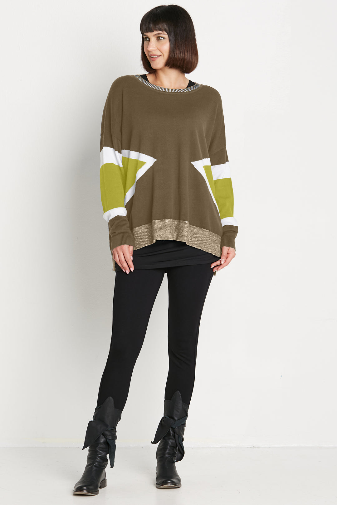 Pima Cotton Triangled Crewneck Sweater