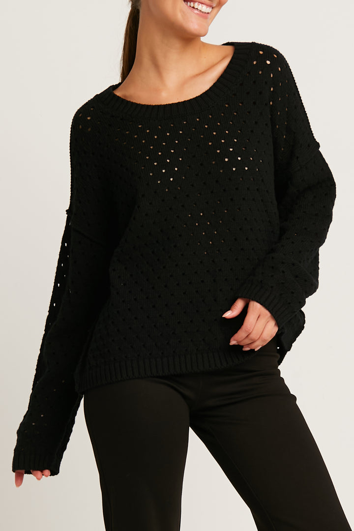 Pima Cotton Shot Up Crew Neck Sweater