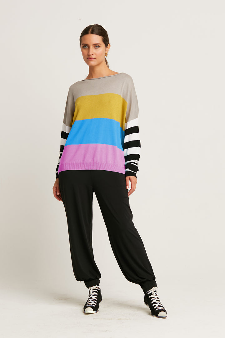 Pima Cotton All Striped Crewneck Sweater