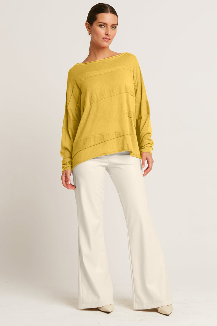 Pima Cotton Zig Zag Crewneck Sweater - Chartreuse