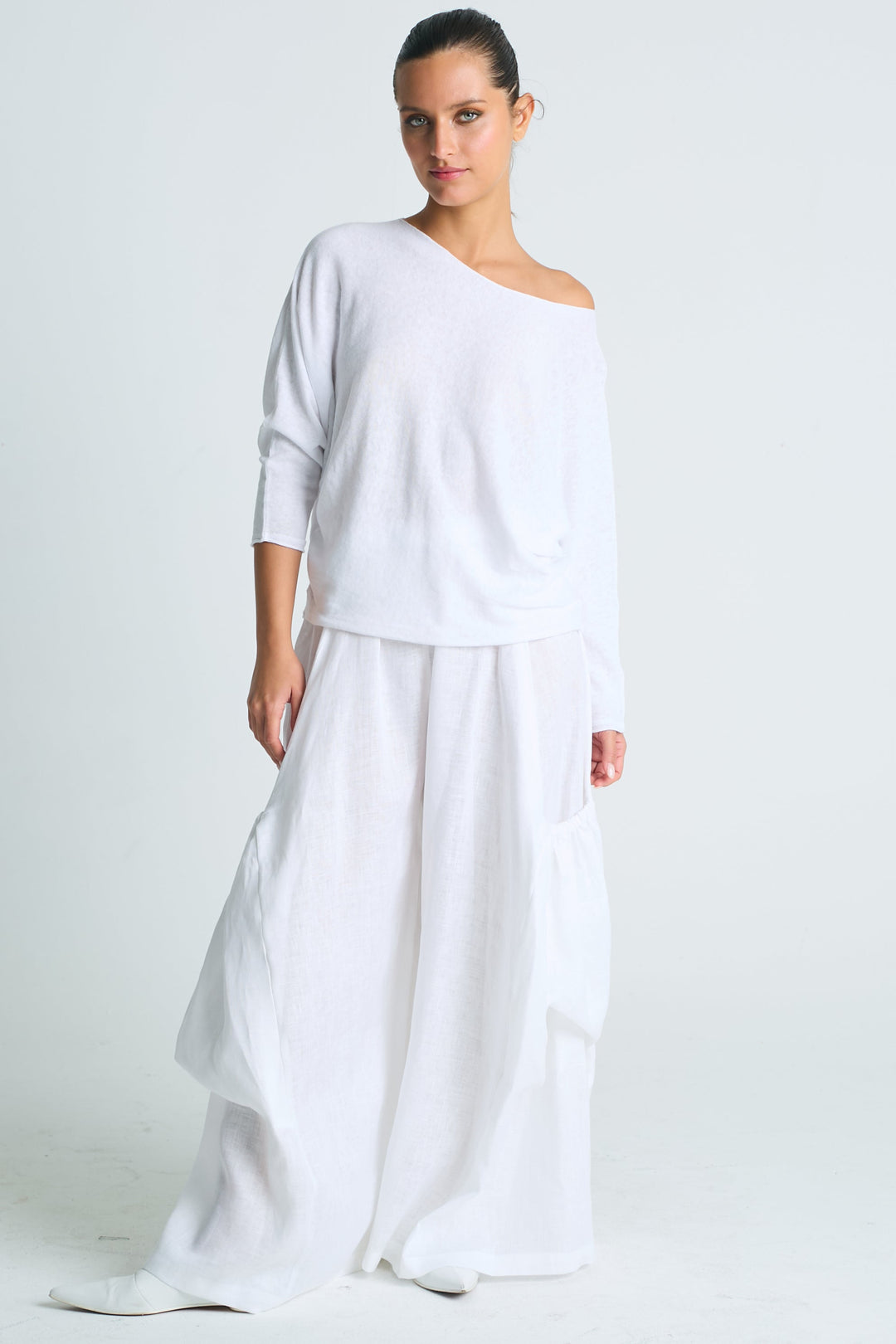 Pima Linen Knit Tee - White