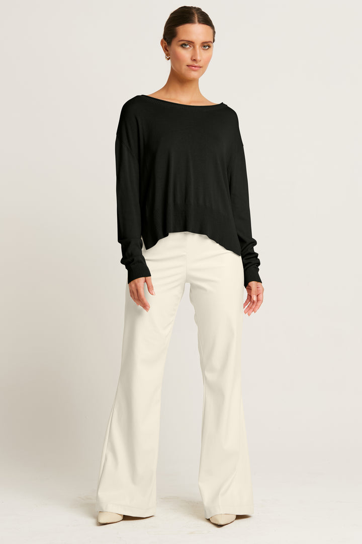 Pima Cotton Ribbed Minimal Crewneck Sweater