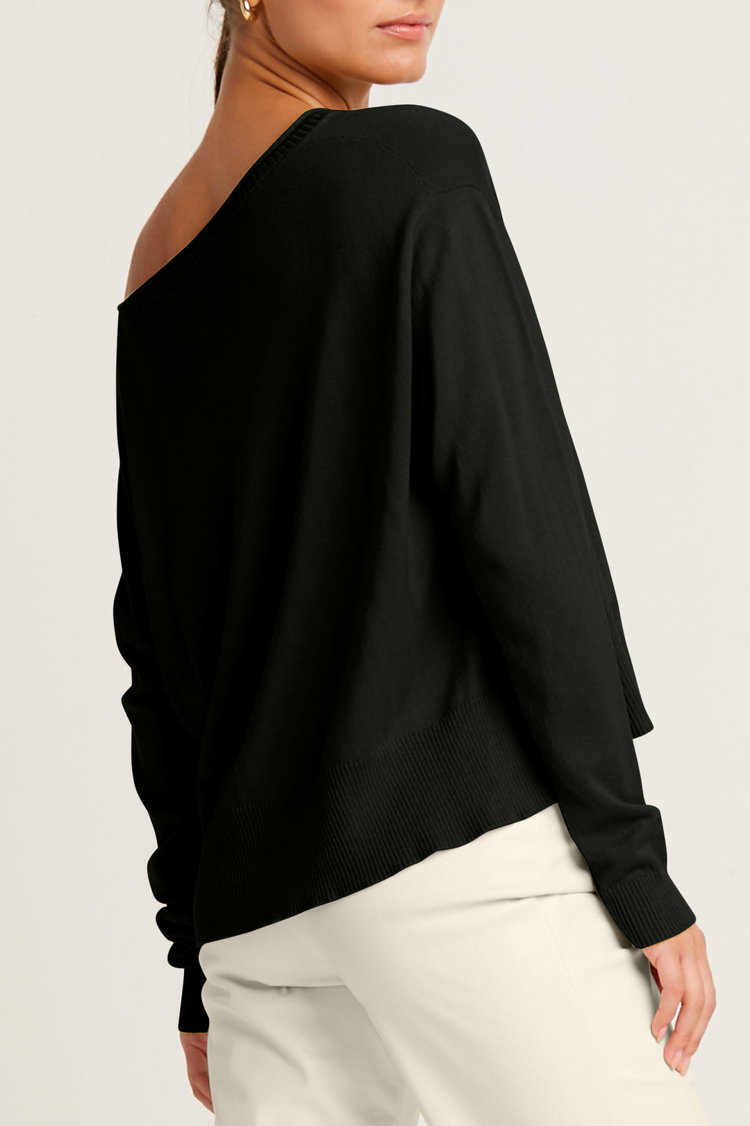 Pima Cotton Ribbed Minimal Crewneck Sweater