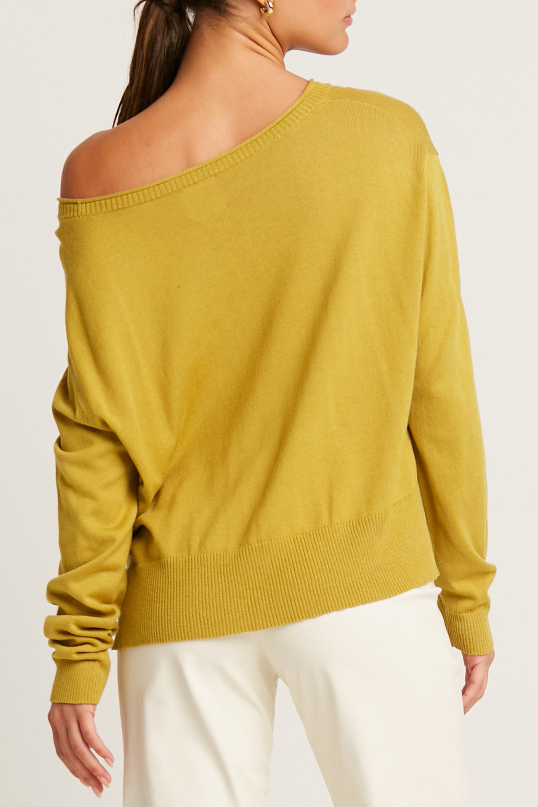 Pima Cotton Ribbed Minimal Crewneck Sweater