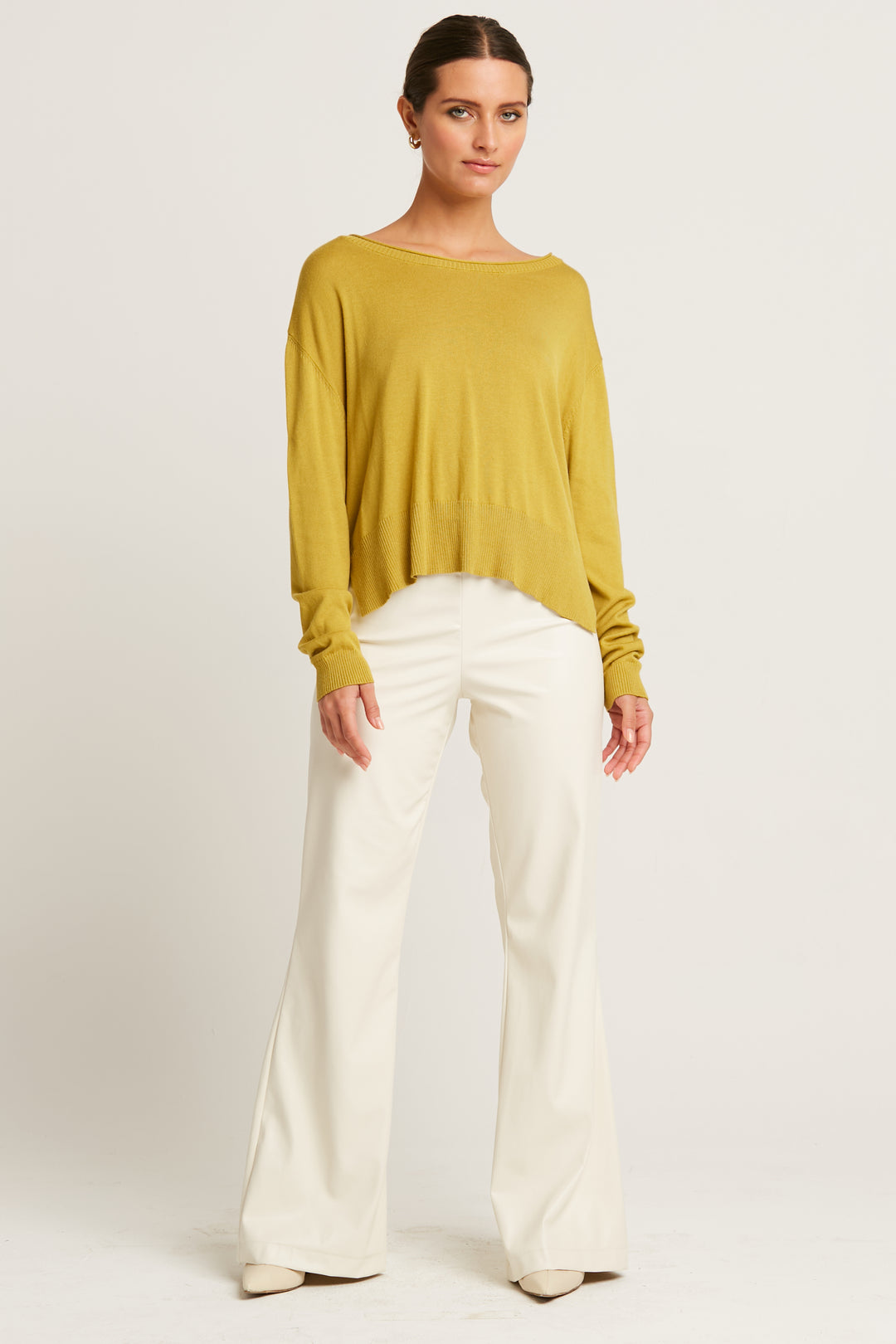 Pima Cotton Ribbed Minimal Crewneck Sweater