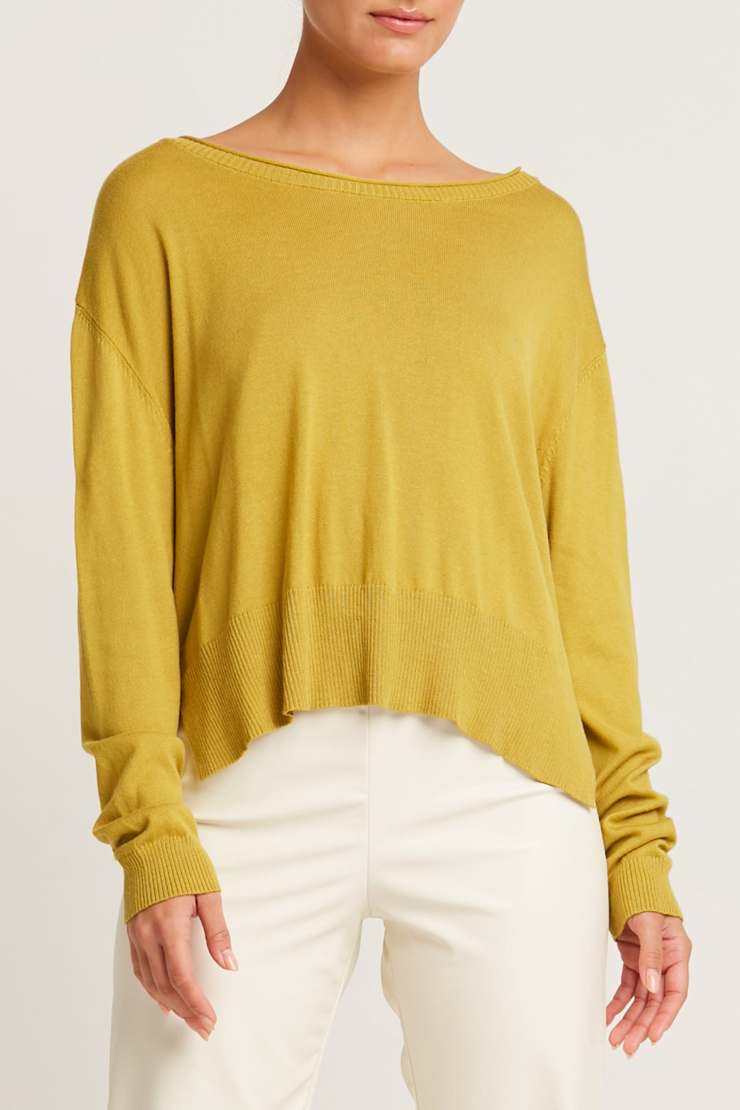 Pima Cotton Ribbed Minimal Crewneck Sweater