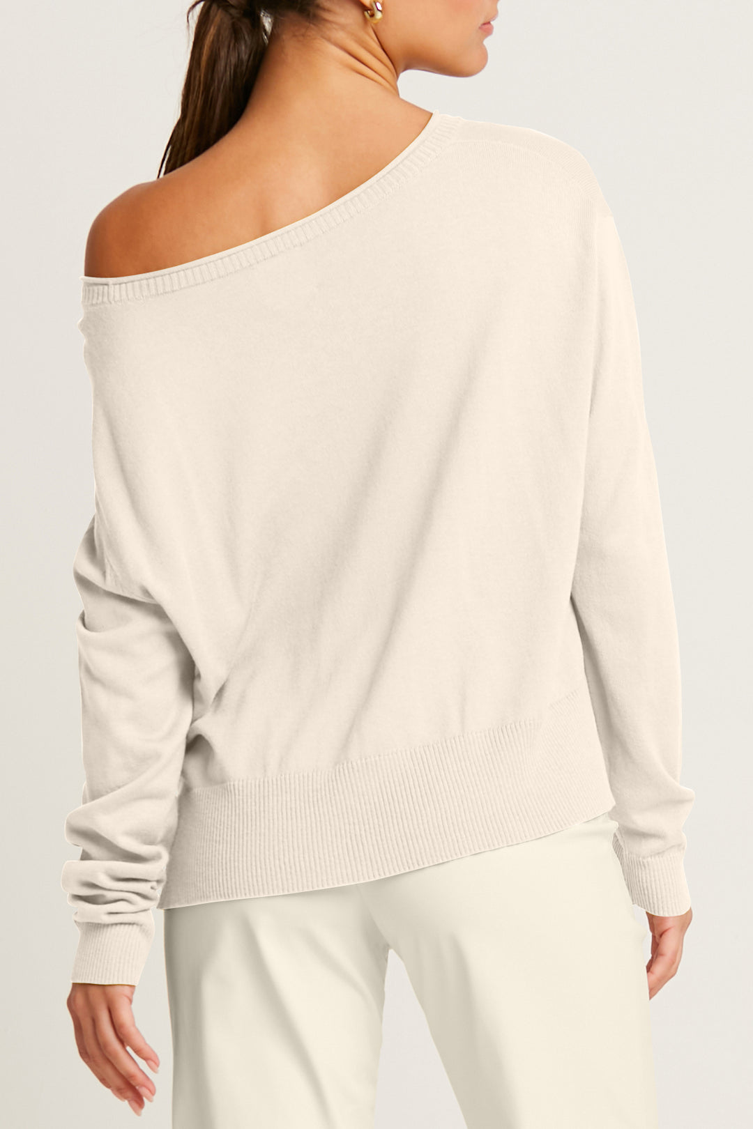 Pima Cotton Ribbed Minimal Crewneck Sweater