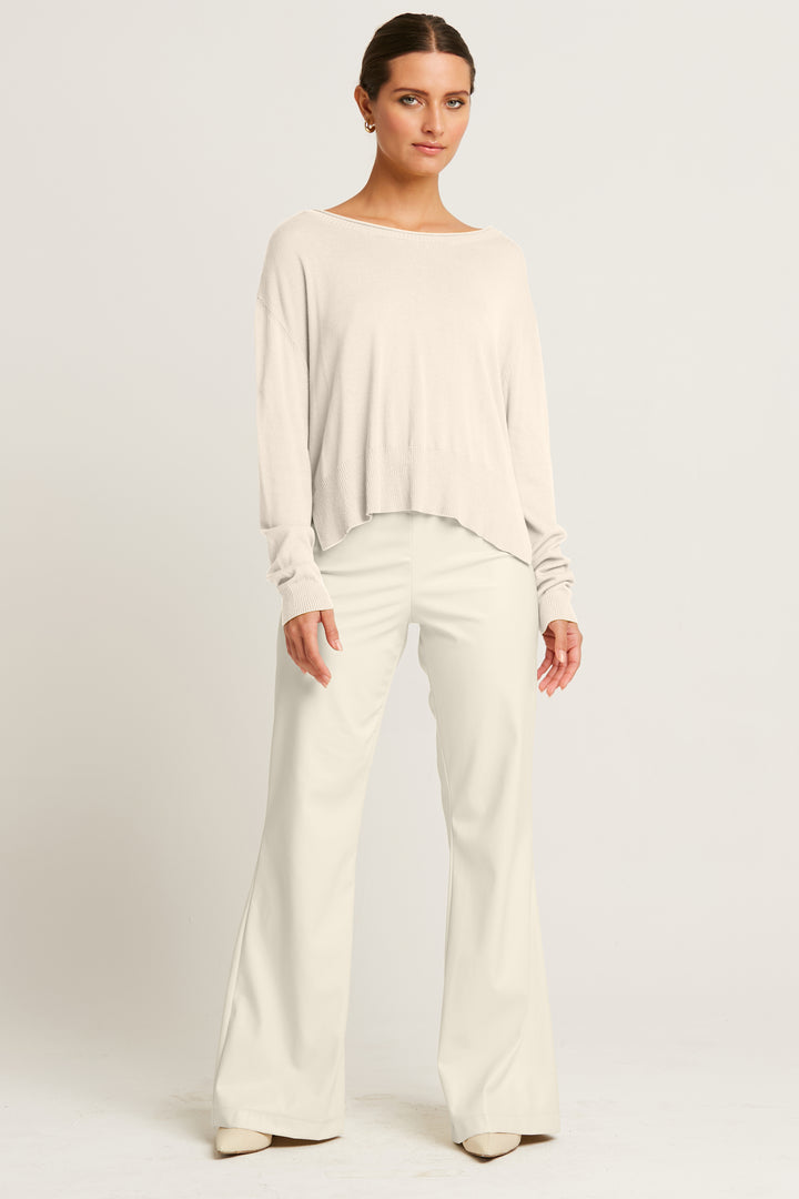 Pima Cotton Ribbed Minimal Crewneck Sweater