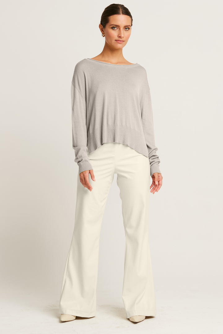 Pima Cotton Ribbed Minimal Crewneck Sweater