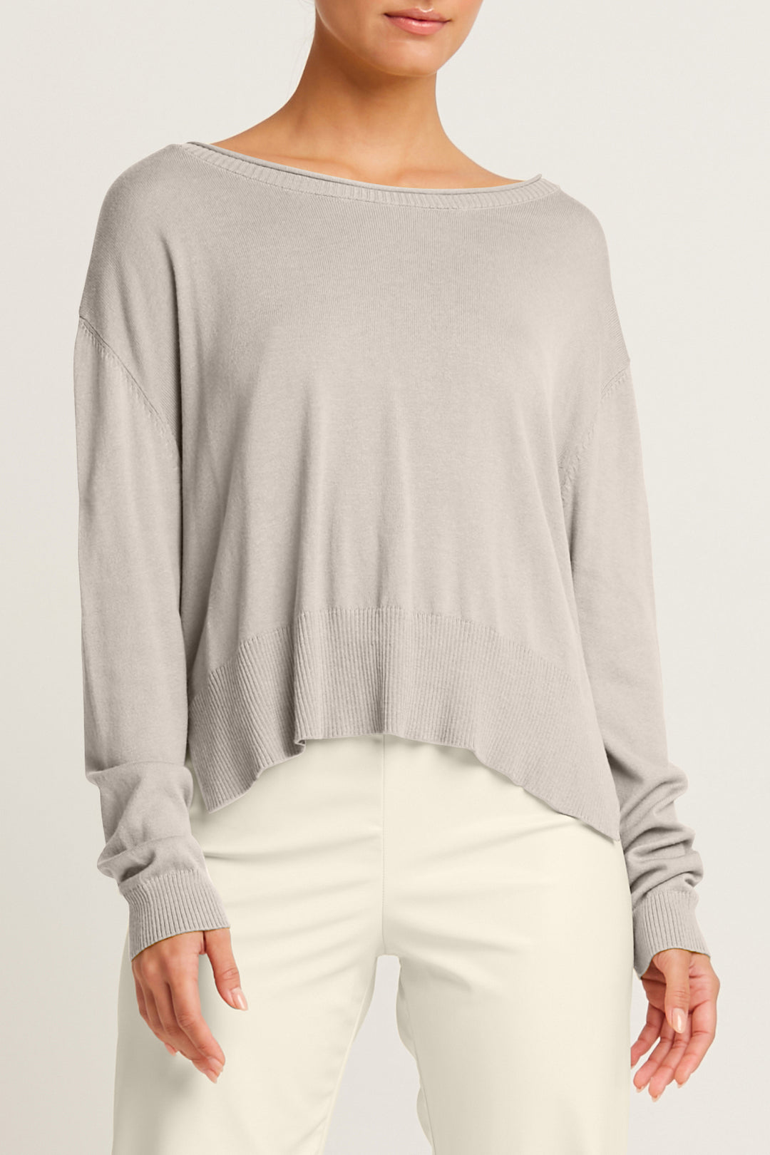 Pima Cotton Ribbed Minimal Crewneck Sweater