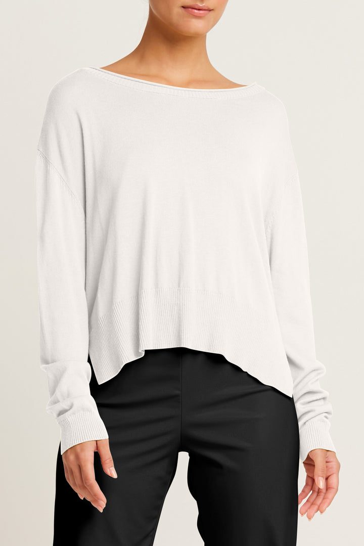 Pima Cotton Ribbed Minimal Crewneck Sweater