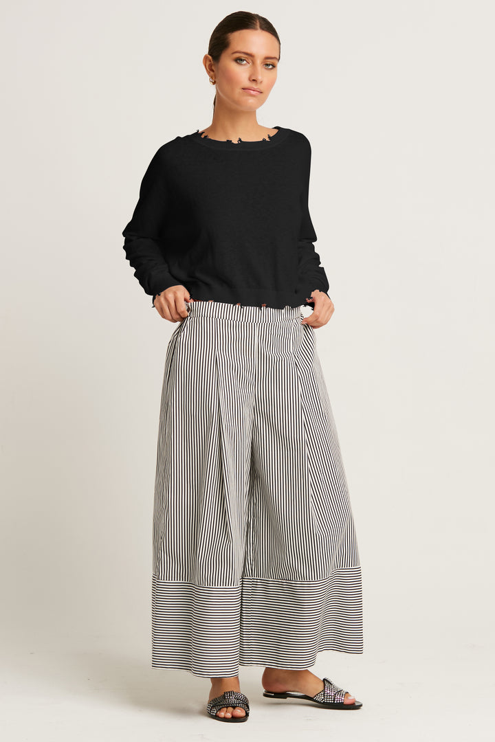 Pima Linen Shadow Cropped Crewneck Sweater