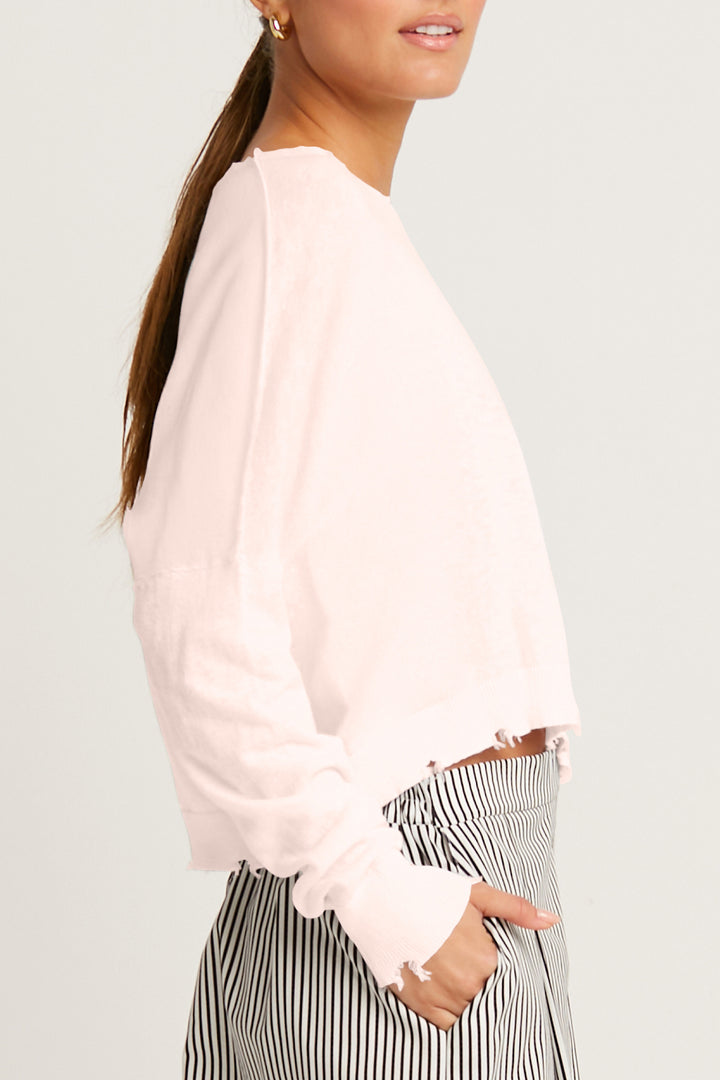 Pima Linen Shadow Cropped Crewneck Sweater