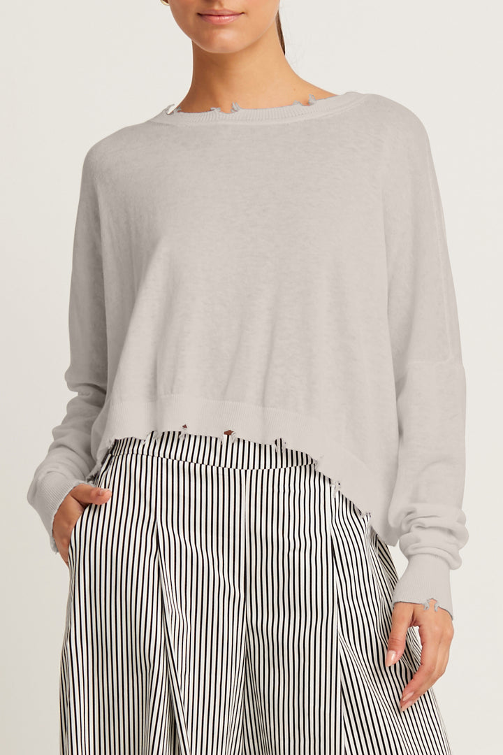 Pima Linen Shadow Cropped Crewneck Sweater