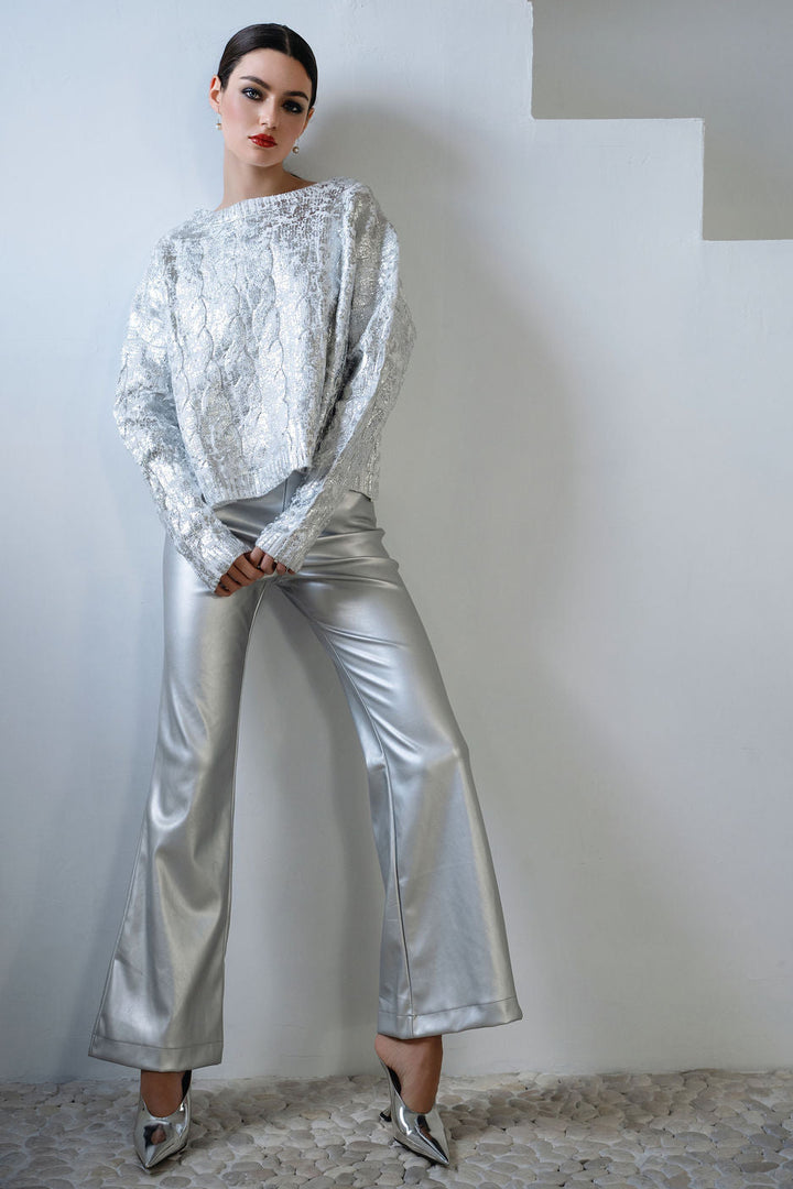 Holiday Vegan Leather Bell Bottom Pants