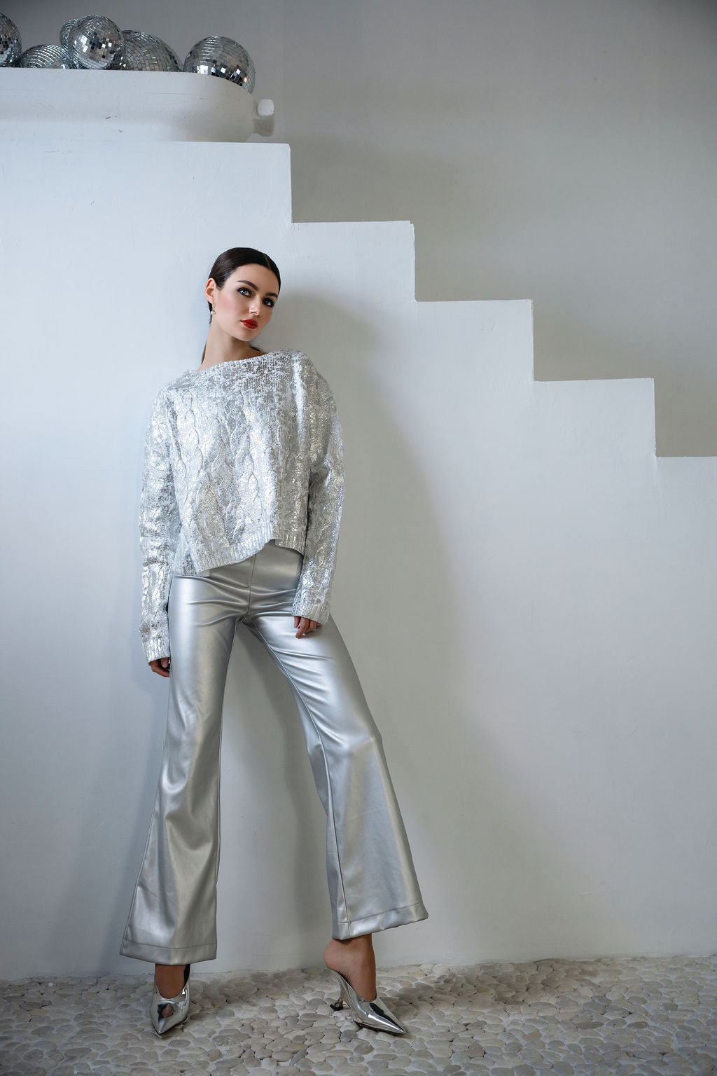 Holiday Vegan Leather Bell Bottom Pants