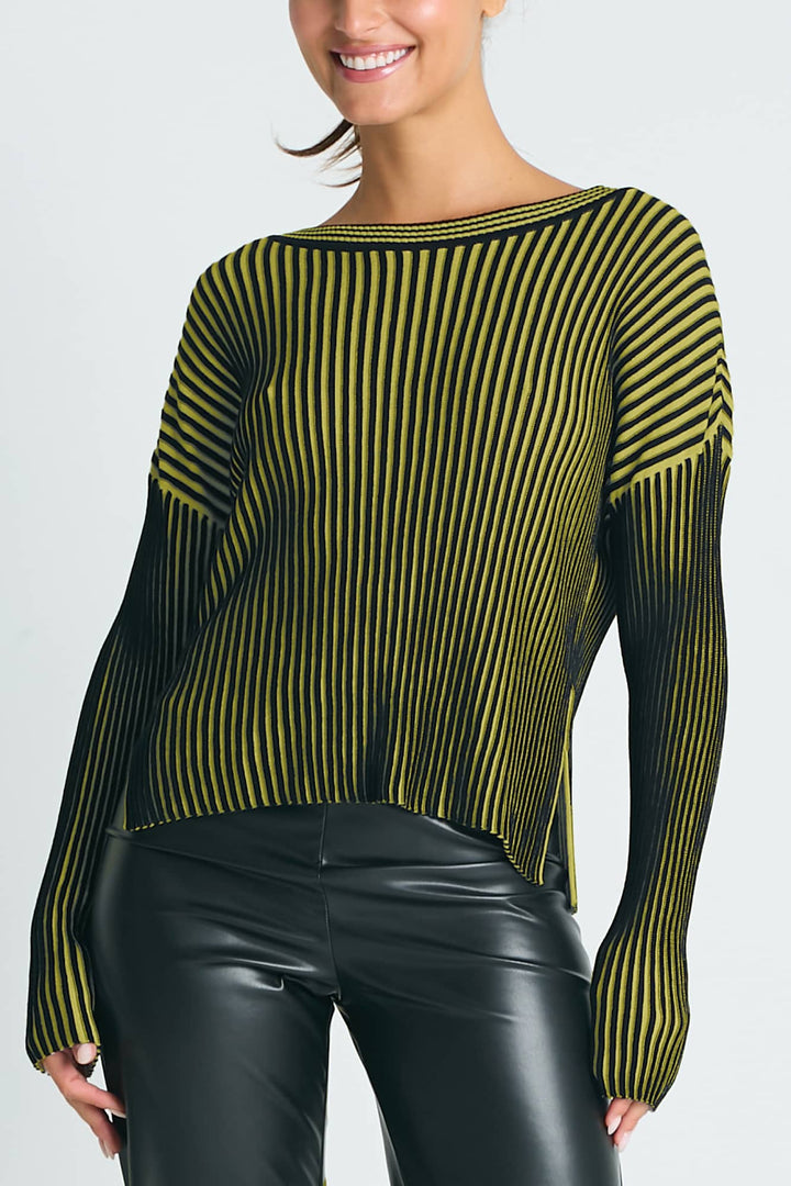 Pima Cotton Groovy Stripe Crewneck Sweater