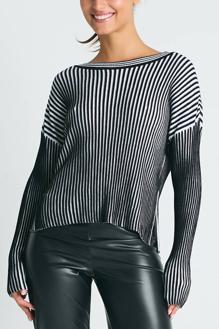 Pima Cotton Groovy Stripe Crewneck Sweater