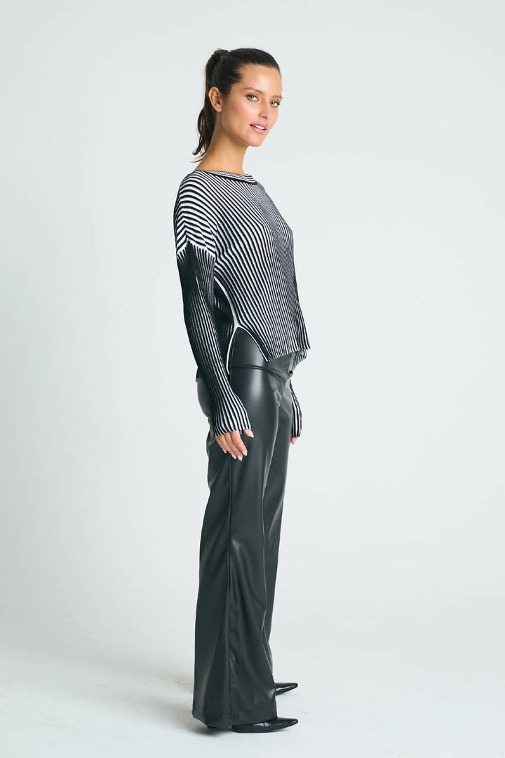 Pima Cotton Groovy Stripe Crewneck Sweater