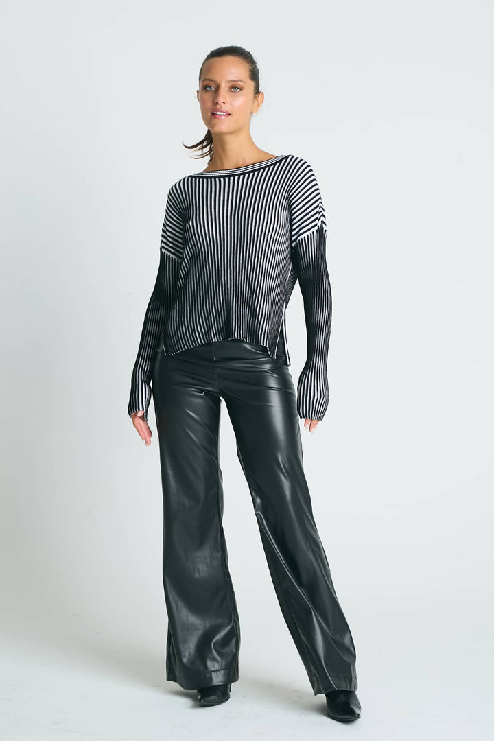 Pima Cotton Groovy Stripe Crewneck Sweater