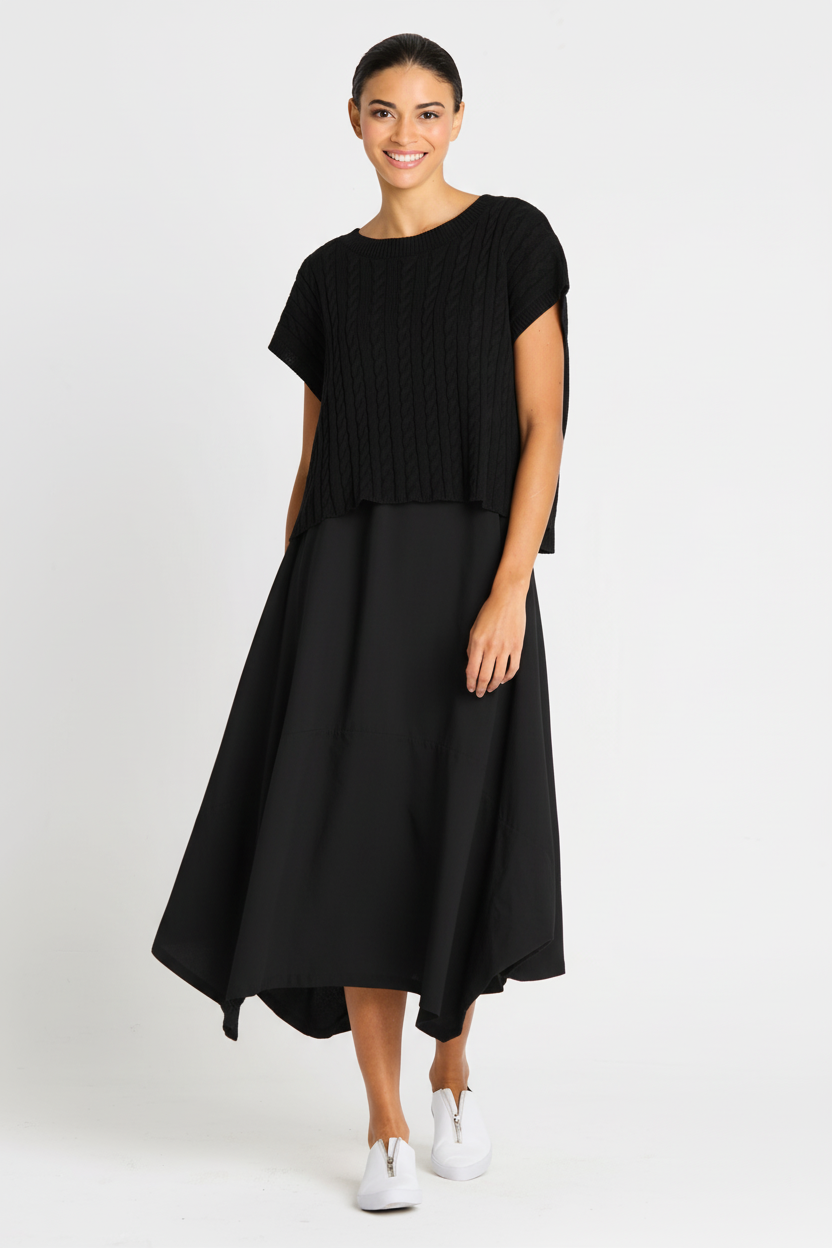 Pima Cotton Bateau Cable Knit Top