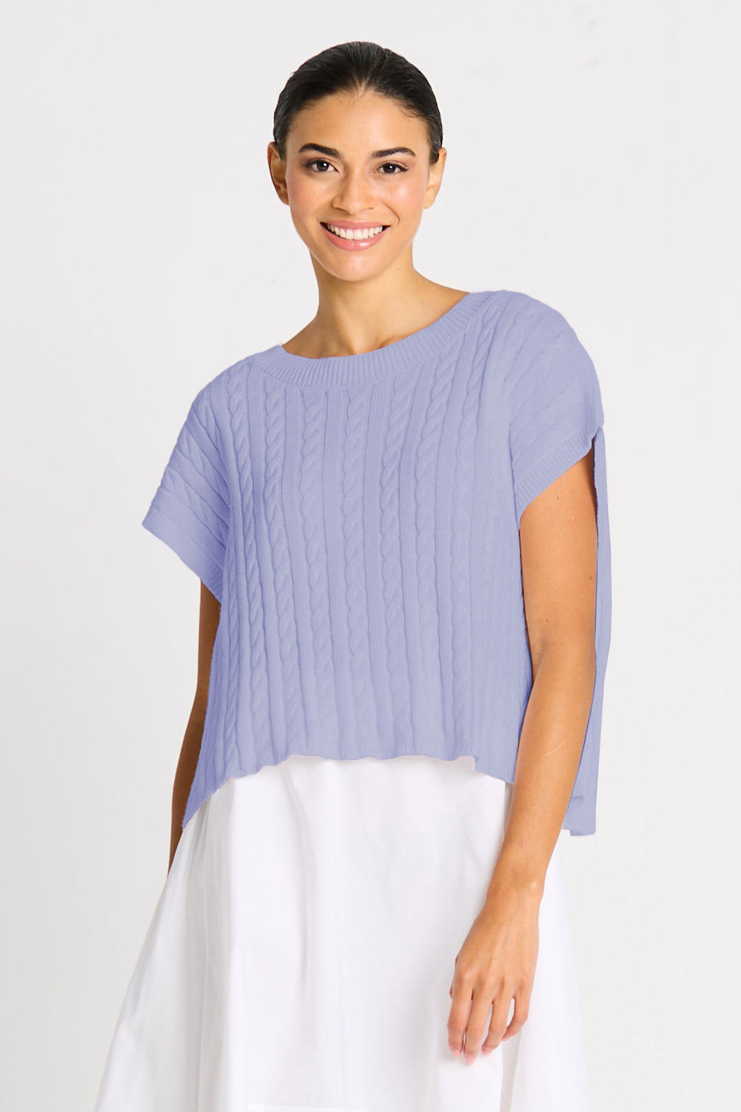 Pima Cotton Bateau Cable Knit Top