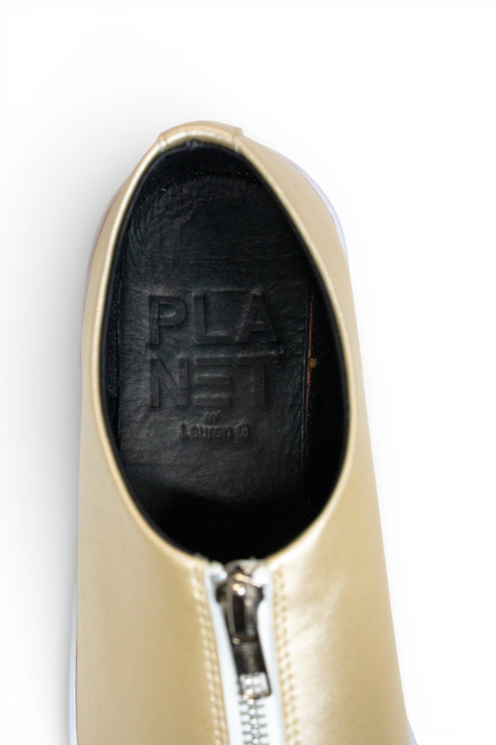 Zipped Up Sneakers - Gold