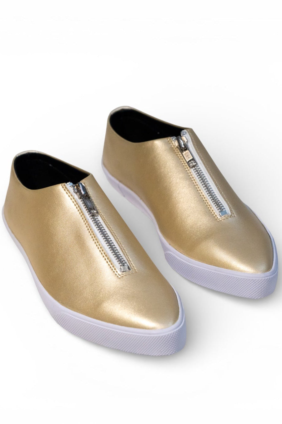 Zipped Up Sneakers - Gold